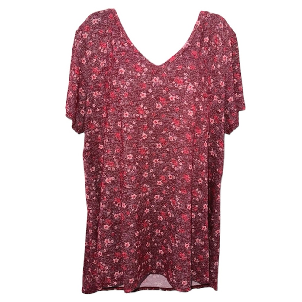 Maurice’s 24/7 V-Neck Women's tunic Top in Red and pink floral print size XXL